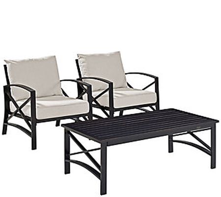 Kaplan Two Outdoor Chairs and Coffee Table with Cushions