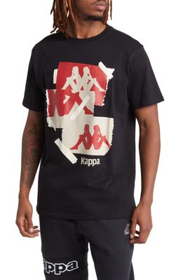 KAPPA Authentic Neo Cotton Jersey Graphic T-Shirt in Jet Black