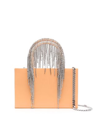 Kara Bean crystal-embellished fringe shoulder bag - Neutrals