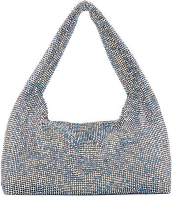 KARA Blue Mini Crystal Mesh Armpit Bag