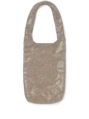 Kara crystal-embellished mesh tote bag - Neutrals