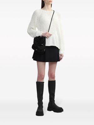 Kara drawstring velvet crossbody bag - Black