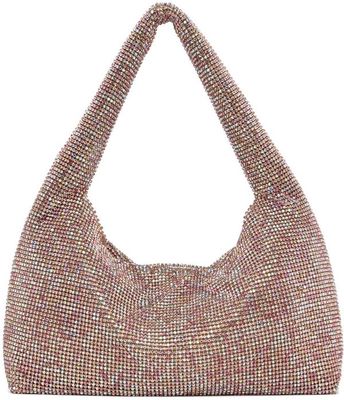 KARA Pink Mini Crystal Mesh Armpit Bag
