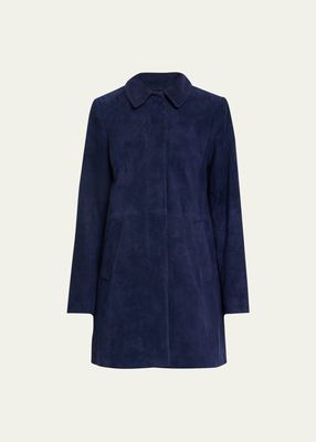 Karen Button-Down Paneled Suede Coat