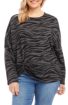 Karen Kane Animal Print Long Sleeve Pick-Up Top in Zebra