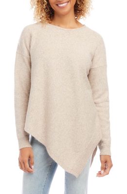 Karen Kane Asymmetric Hem Crewneck Sweater in Oatmeal