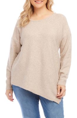 Karen Kane Asymmetric Hem Scoop Neck Sweater in Oatmeal