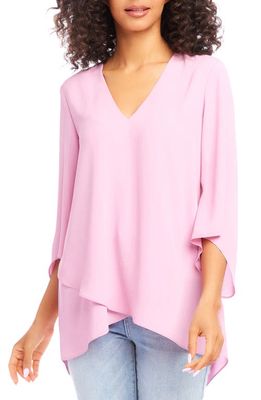 Karen Kane Asymmetrical Crepe Top in Dusty Pink 