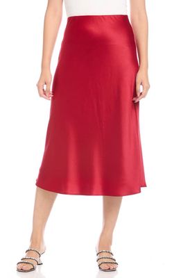 Karen Kane Bias Cut Midi Skirt in Red