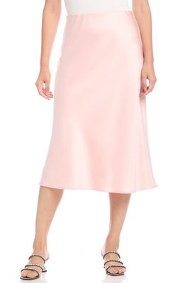 Karen Kane Bias Cut Satin Midi Skirt in Rose