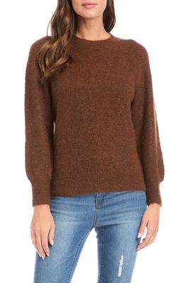 Karen Kane Blouson Sleeve Crewneck Sweater in Cognac