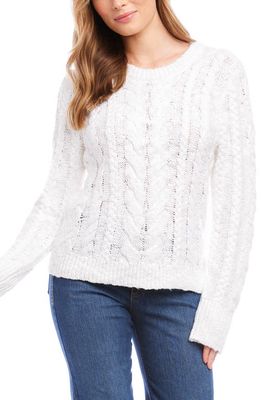 Karen Kane Cable Stitch Cotton Sweater in Off White