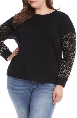 Karen Kane Contrast Sleeve Sweatshirt in Black