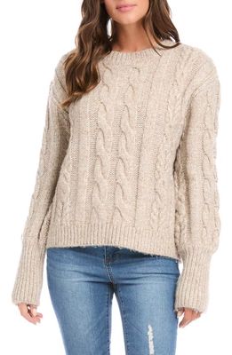Karen Kane Crewneck Cable Stitch Sweater in Oatmeal