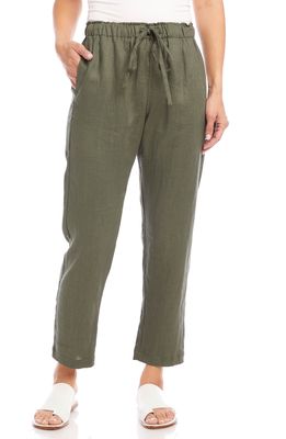 Karen Kane Drawstring Linen Pants in Oli