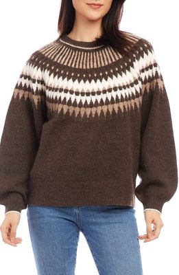 Karen Kane Fair Isle Jacquard Sweater in Brown Multi Color