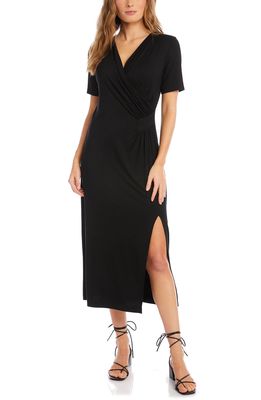 Karen Kane Faux Wrap Jersey Midi Dress in Black