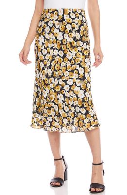 Karen Kane Floral Bias Cut Midi Skirt in Bkg