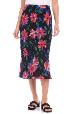 Karen Kane Floral Bias Cut Midi Skirt in Print