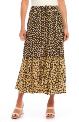 Karen Kane Floral Drawstring Midi Skirt in Floral Print