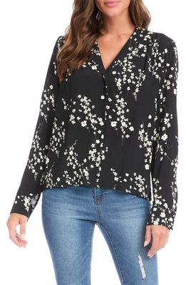 Karen Kane Floral Print Button-Up Shirt