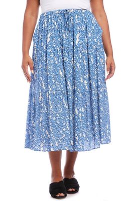 Karen Kane Floral Tiered Midi Skirt in Periwinkle