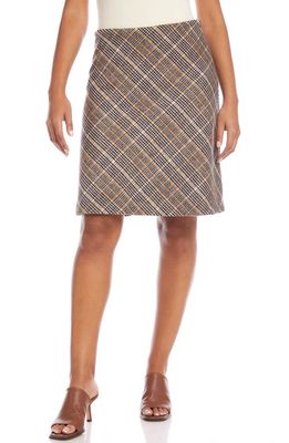 Karen Kane Glen Plaid Bias Cut Skirt in Grey Plaid