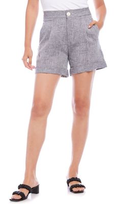 Karen Kane High Waist Cuffed Linen Shorts in Gray