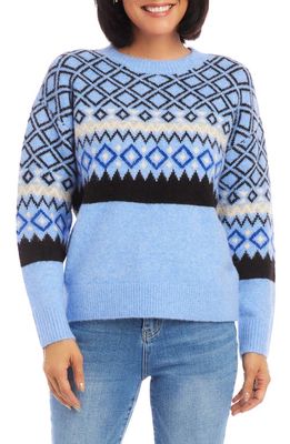 Karen Kane Jacquard Sweater in Blue
