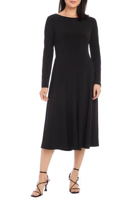 Karen Kane Kate Long Sleeve Jersey Midi Dress in Black