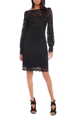 Karen Kane Long Sleeve Lace A-Line Dress in Black