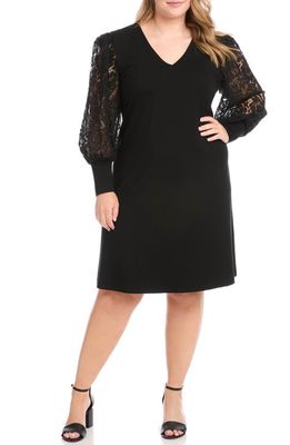 Karen Kane Long Sleeve Lace Panel Dress in Black