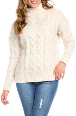 Karen Kane Mock Neck Cable Stitch Sweater in Ivory