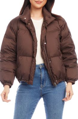 Karen Kane Nylon Puffer Jacket in Brown
