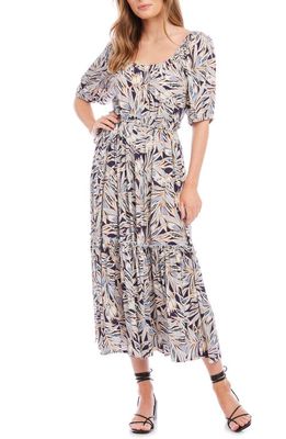 Karen Kane Palm Print Puff Sleeve Midi Dress