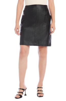 Karen Kane Patch Pocket Faux Leather Skirt in Black