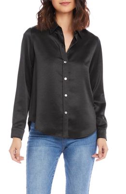 Karen Kane Satin Shirt in Black