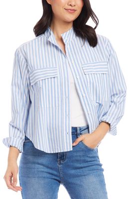 Karen Kane Stripe Cotton Shirt Jacket in Blue Stripe