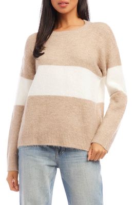 Karen Kane Stripe Crewneck Sweater in Oatmeal