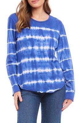 Karen Kane Tie Dye Stripe Long Sleeve T-Shirt in Blueberry
