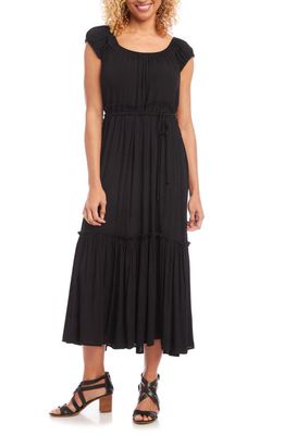 Karen Kane Tiered Cap Sleeve Maxi Dress in Black