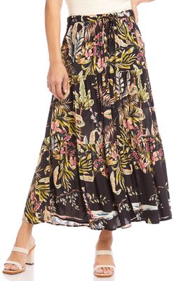 Karen Kane Tropical Floral Tiered Midi Skirt in Print