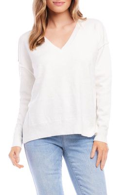 Karen Kane V-Neck Sweater in Off White