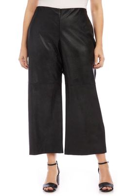 Karen Kane Wide Leg Crop Faux Leather Pants in Black