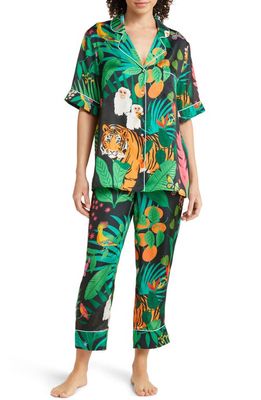 Karen Mabon Tiger Tiger Satin Pajamas in Multi