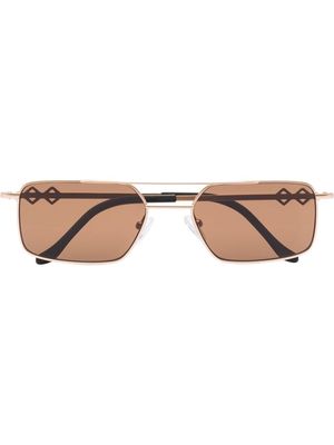Karen Wazen Devon wire rectangle frame sunglasses - Brown
