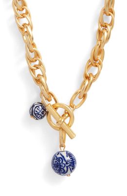 Karine Sultan Bead Toggle Necklace in Gold