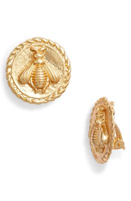 Karine Sultan Bee Clip Stud Earrings in Gold