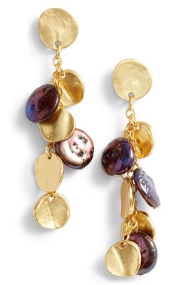 Karine Sultan Cultured Peacock Pearl Waterfall Earrings in Gold