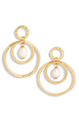 Karine Sultan Cultured Pearl Front Hoop Earrings in Gold